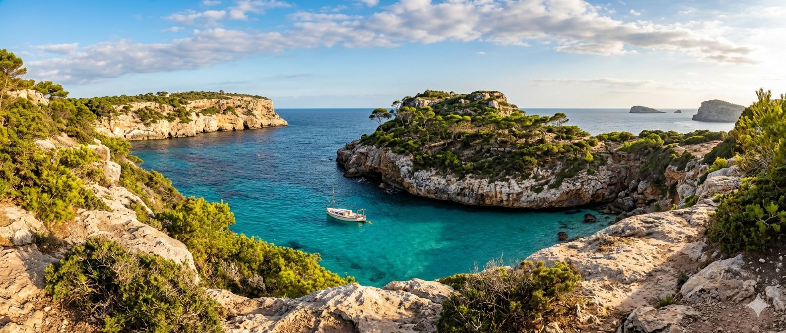 Türkisfarbenes Meer und Küste der Baleareninseln